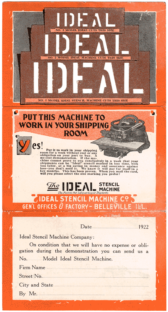 IDEAL Co. Direct Mail, Flyer, Reply Postcard, 1922