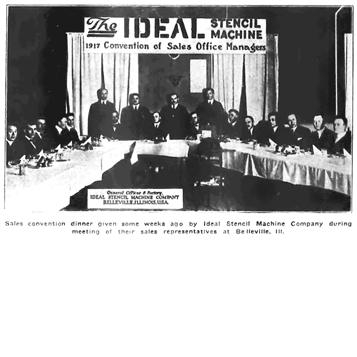 Ideal Stencil Maschine Co. Sales Meeting Dinner, 1917, Rlks Club, Belleville, Illinois, USA