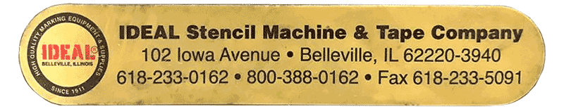 Ideal Stencil Machine Company brass label on the machines, model after 1982
