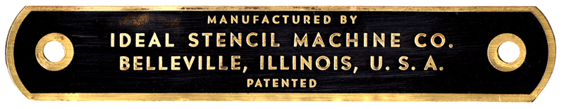 Ideal Stencil Machine Company brass label on the machines, model ca. 1960