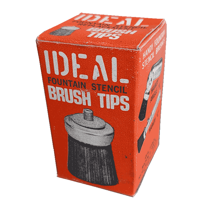 Ideal Fountain Stencil Brush Tip packaging ca. 1970s